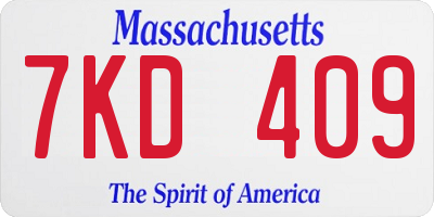 MA license plate 7KD409