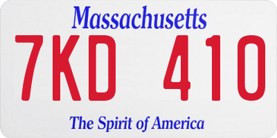 MA license plate 7KD410