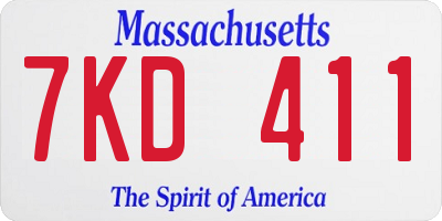 MA license plate 7KD411