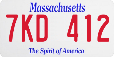 MA license plate 7KD412