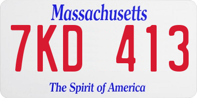 MA license plate 7KD413