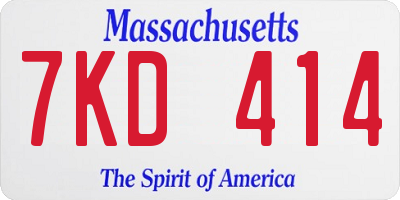 MA license plate 7KD414