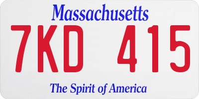 MA license plate 7KD415