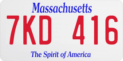 MA license plate 7KD416