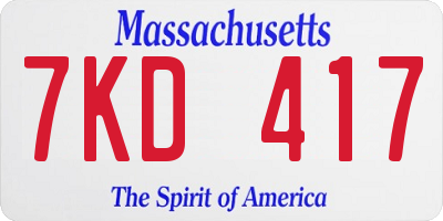 MA license plate 7KD417