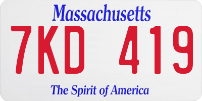 MA license plate 7KD419