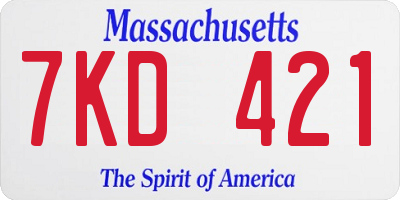 MA license plate 7KD421