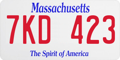 MA license plate 7KD423