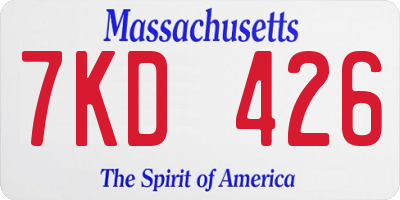 MA license plate 7KD426