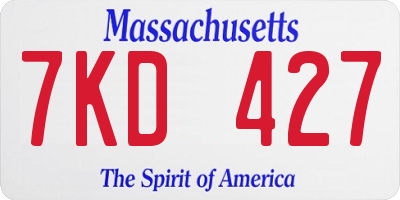 MA license plate 7KD427
