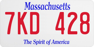 MA license plate 7KD428