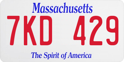 MA license plate 7KD429