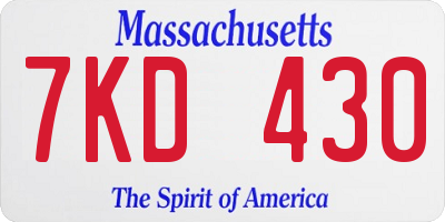 MA license plate 7KD430