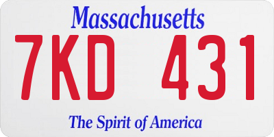 MA license plate 7KD431