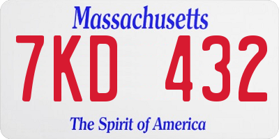 MA license plate 7KD432