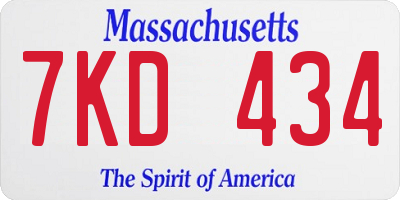 MA license plate 7KD434