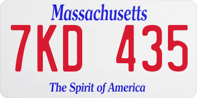 MA license plate 7KD435