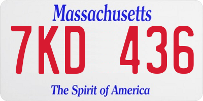 MA license plate 7KD436