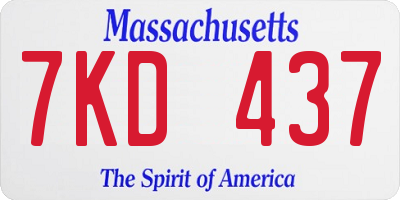 MA license plate 7KD437