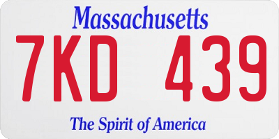 MA license plate 7KD439