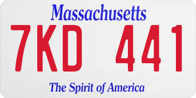 MA license plate 7KD441