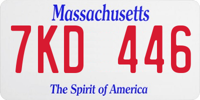 MA license plate 7KD446