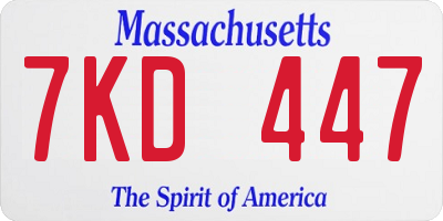 MA license plate 7KD447
