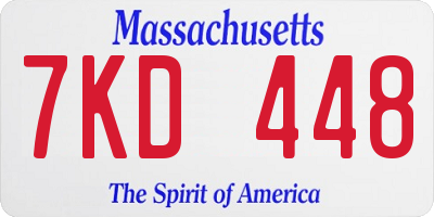 MA license plate 7KD448