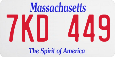 MA license plate 7KD449