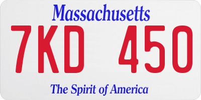MA license plate 7KD450