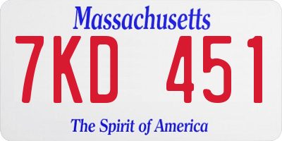 MA license plate 7KD451