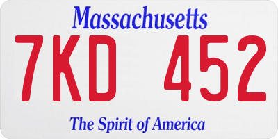 MA license plate 7KD452