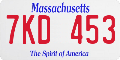 MA license plate 7KD453