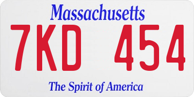 MA license plate 7KD454