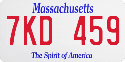 MA license plate 7KD459