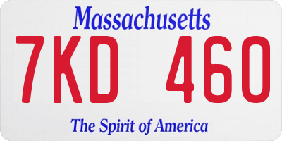 MA license plate 7KD460