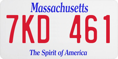 MA license plate 7KD461