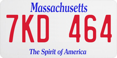 MA license plate 7KD464
