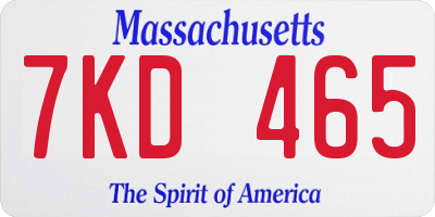 MA license plate 7KD465