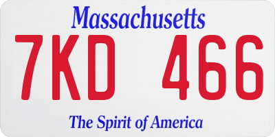 MA license plate 7KD466