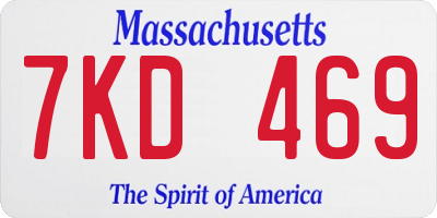 MA license plate 7KD469