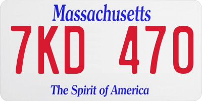 MA license plate 7KD470