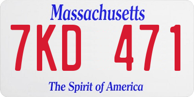 MA license plate 7KD471