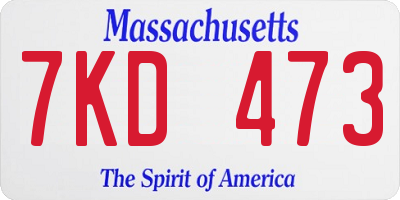 MA license plate 7KD473