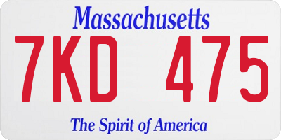 MA license plate 7KD475