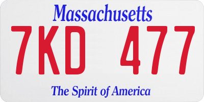 MA license plate 7KD477