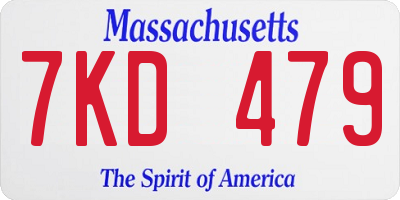 MA license plate 7KD479