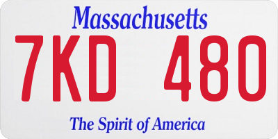 MA license plate 7KD480