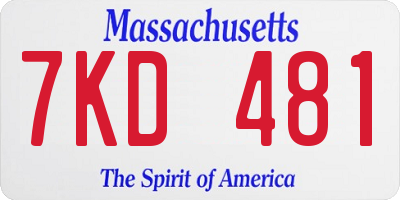 MA license plate 7KD481