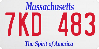 MA license plate 7KD483